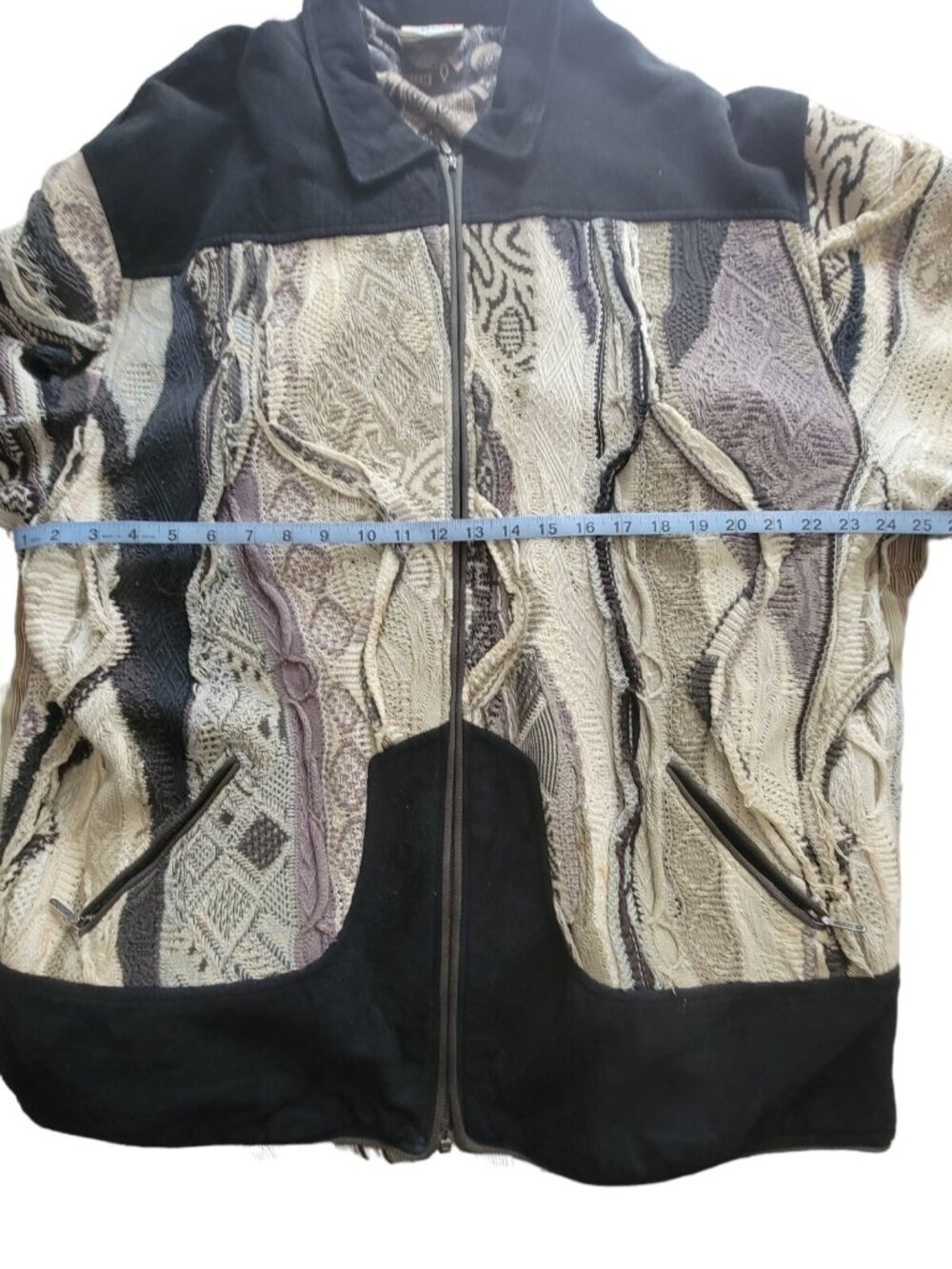 COOGI Australia Suede Knit Full Zip Jacket XL Multicolor Vintage